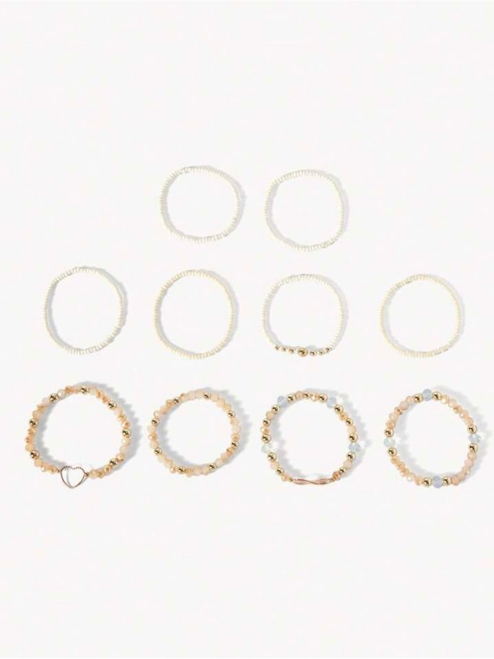 Elegant Ivory & Gold Beaded Bracelet Stack - Picture 7 of 7
